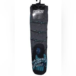 The Exorcist Believer Crew Socks 2 Pair Men's 6.5-12 Gray Blue Horror Movie NEW!